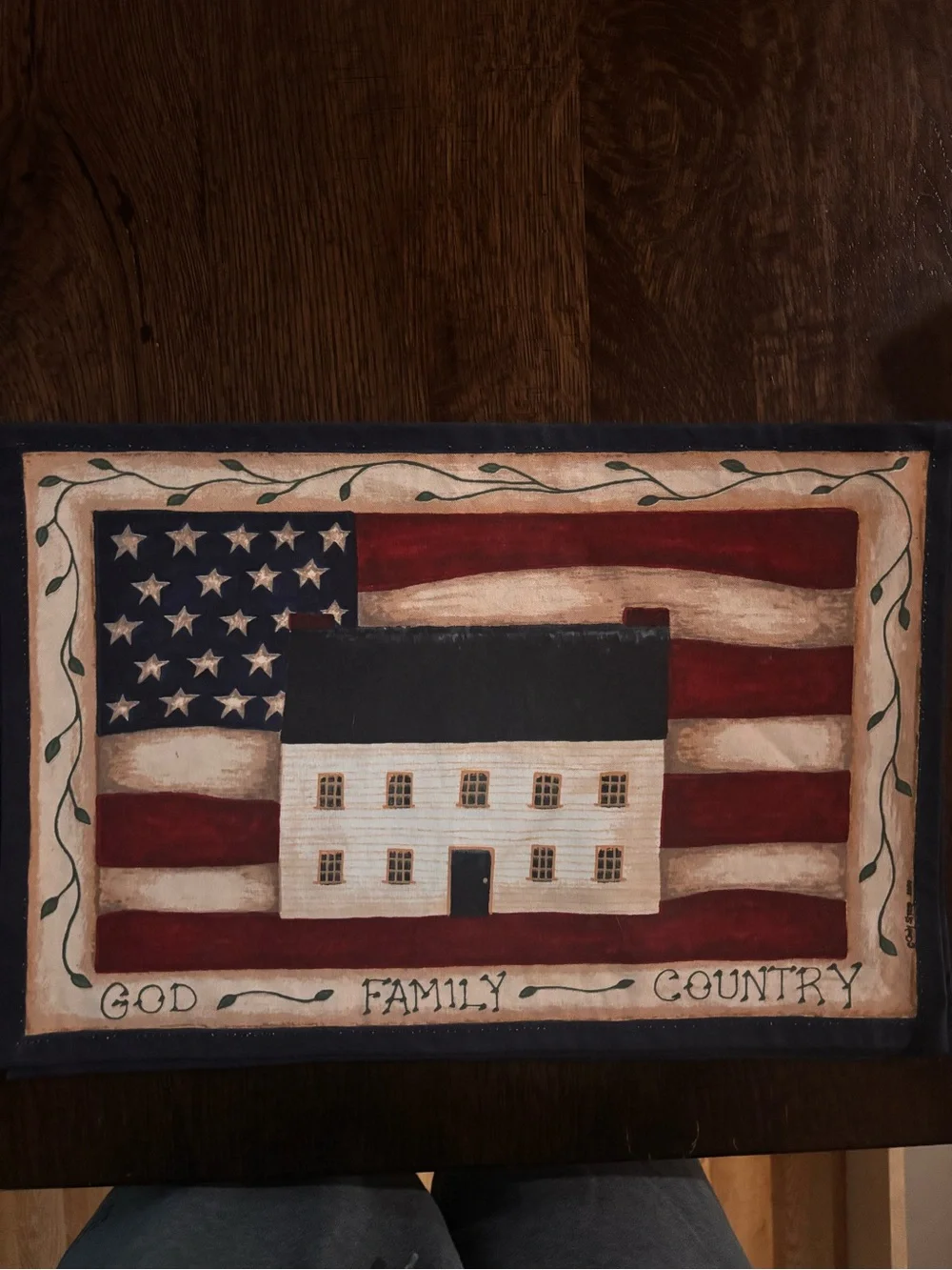 Patriotic Farmhouse Wall Plaque - Red, White & Blue